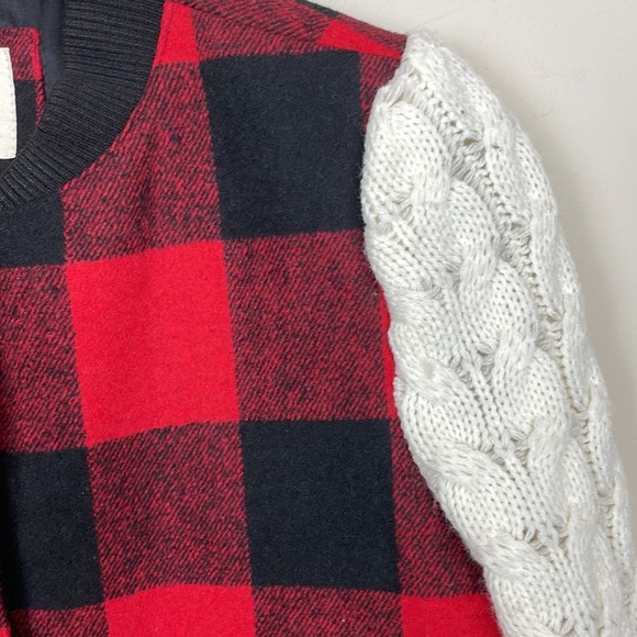 Thread & Supply | Buffalo Plaid Jacket with Cable Sweater Sleeves; Size XS - Picture 8 of 17
